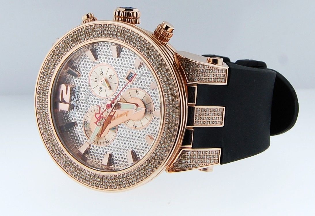 Joe Rodeo Broadway 5 00 Ct Diamond Mens Rose Gold Color Steel Watch