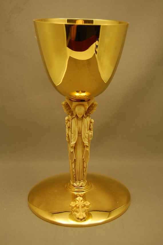 Older Goldplated Chalice w 4 Figures of Mary