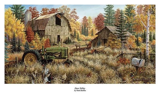 Mark Daehlin Deer Valley Farm John Deere Print 33 x 17 Large Size