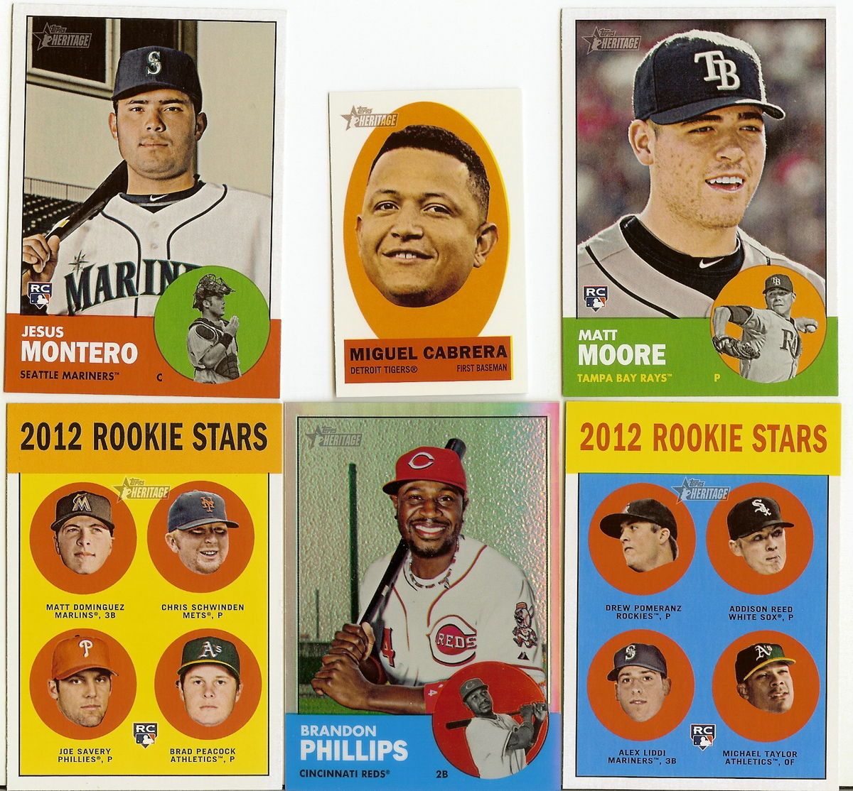 2012 Topps Heritage Jesus Montero Matt Moore RC Lot 13 Mixed