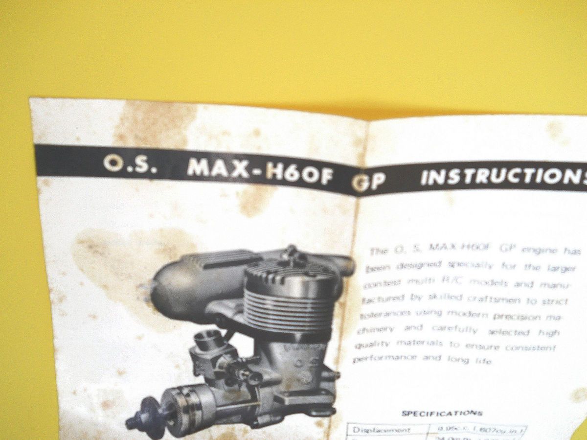 OS Max Instructions Sheets Max H60F 2 Sheets Engine and Carb