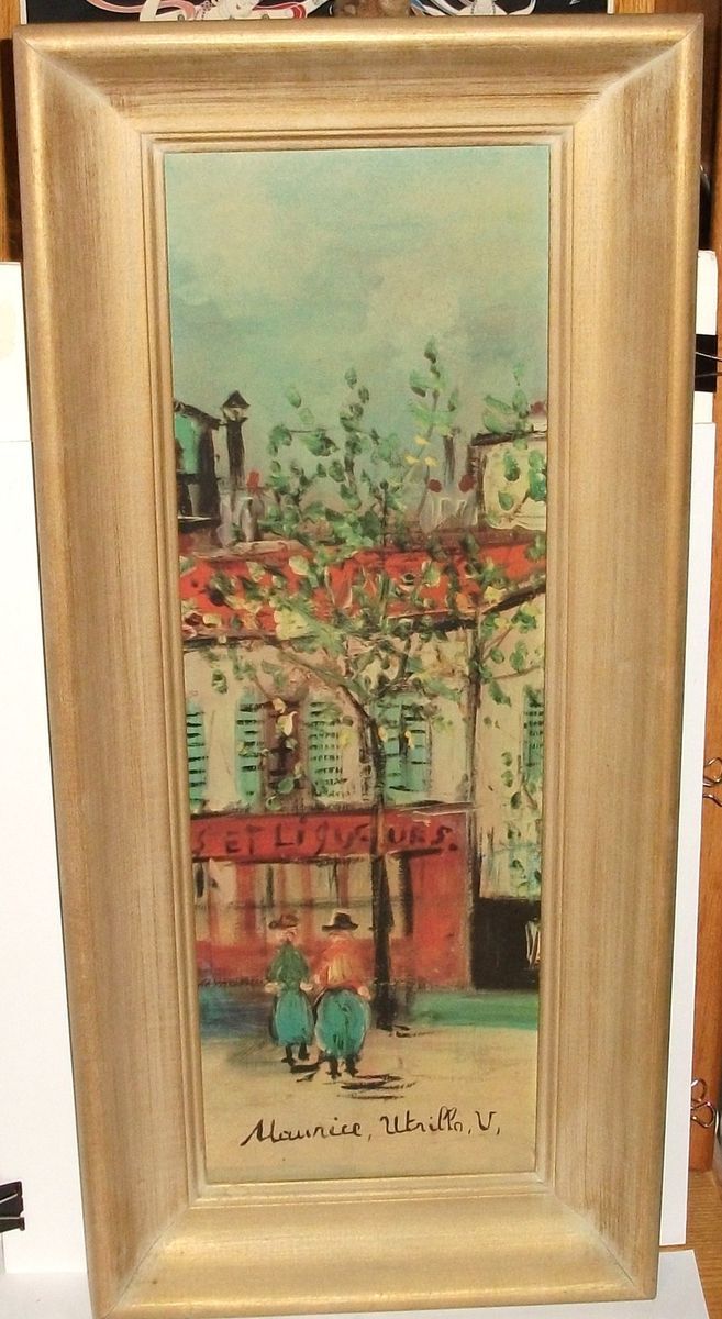 Maurice Utrillo Market Scene Old Color Large Framed Lithograph