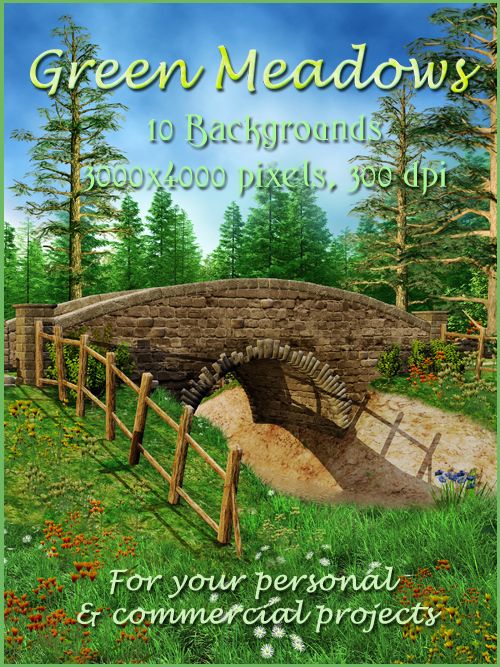 Green Meadows Digital Fantasy Fairytale Backgrounds Backdrops