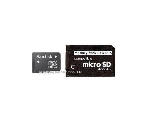 MEMORY STICK PRO DUO ADAPTER 4GB MICRO SD CARD FOR Sony PSP CYBERSHOT