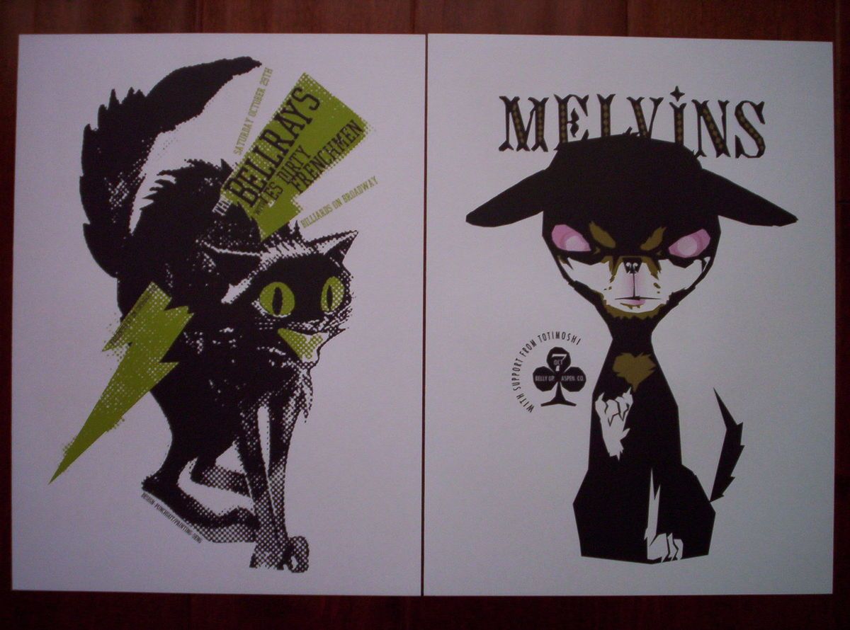 THE MELVINS THE BELLRAYS Stoner Punk Rock Concert mini Poster CAT DOG