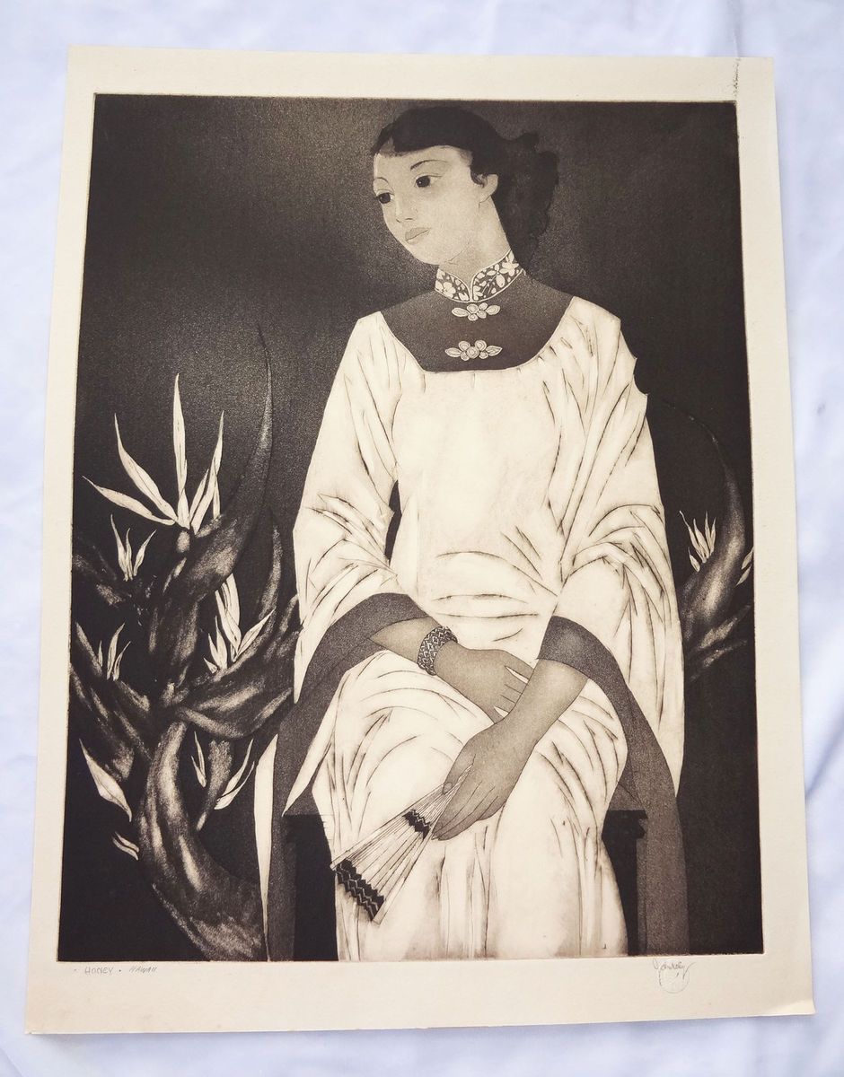 Aquatint Print Honey Hawaii by John Melvin Kelly Delj