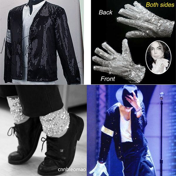 3pcs Michael Jackson MJ Billie Jean Jacket Glove Socks