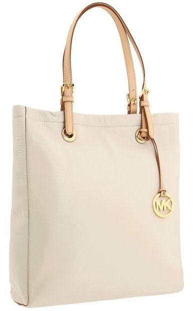 MICHAEL KORS WHITE LEATHER LARGE SHOULDER TOTE BAG PURSE HANDBAG