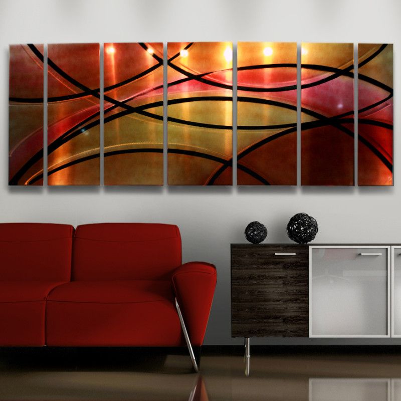 Modern Abstract Metal Wall Art Decor Sculpture Red Painting Elegant