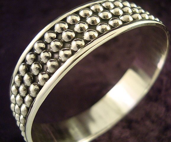 Taxco Mexican Sterling Silver Beaded Bead Bangle Bracelet Mexico