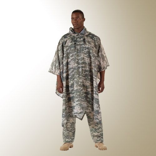 New Rothco Military Rain Poncho Nylon Ripstop ACU Camo Digital