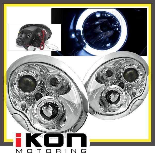 02 05 Mini Cooper Halo Projector Headlights Chrome