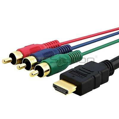 1080P 5 Feet 1.5m HDMI Male to 3 RCA Video Audio AV Cable Adapter For