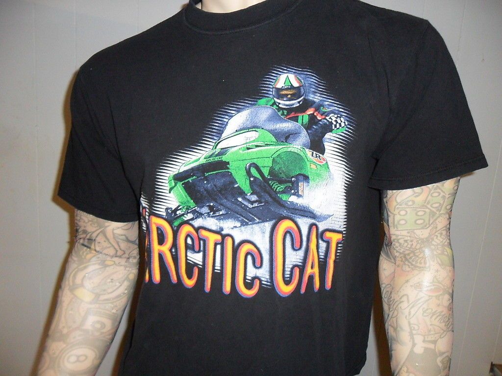 vtg 90s ARCTIC CAT SNOWMOBILE TSHIRT Racing ZR ZRT ZL Firecat BLACK L