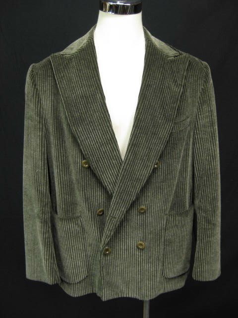 Peterman Loden Green Corduroy Gentlemans Double Breasted Blazer