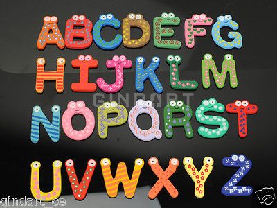 English Letters Wooden Toy Block with Smile Face For Kids Baby