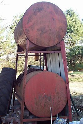 Dual 300 350 gallon fuel storage tanks with stand with fuel pump As IS