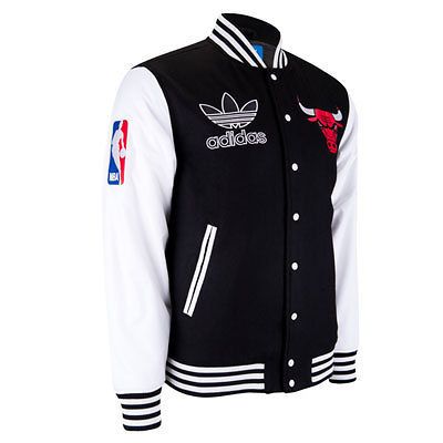 NEW Adidas Originals CHICAGO BULLS Varsity Wool Jacket Black Red