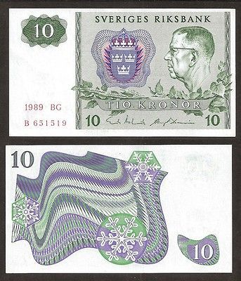 kronor 1989 XF P52e SNOWFLAKES NORTHERN LIGHTS KING GUSTAV VI ADOLF