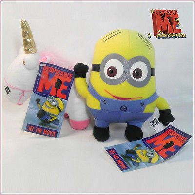 2X Despicable Me Plush Minion Dave & Unicorn Soft Toy Stuffed Animal