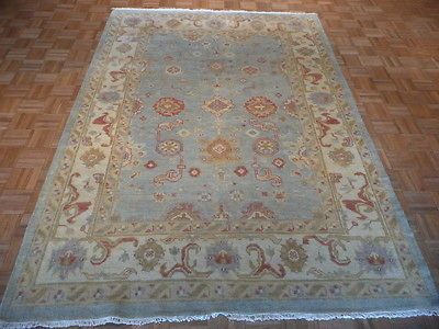 HAND KNOTTED LIGHT BLUE/BEIGE OUSHAK ORIENTAL RUG VEGETABLE