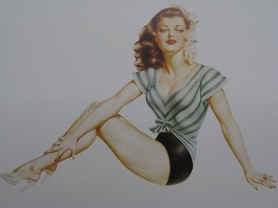 GIRL PINUP ART BRUNETTE BEAUTY LEG SHOW ALBERTO VARGAS MINT SHAPE