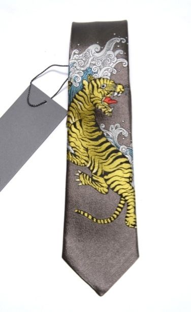 ALEXANDER McQUEEN ORIENTAL TIGER WOVEN SILK TIE RARE