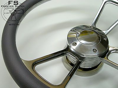 14 Grey Half Wrap Aluminum Steering Wheel Set for Marine Boat