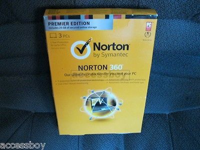 NEW Norton 360 Premier Security 3 PC Users 2013 v7 Win8 Ready internet