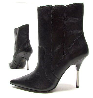 ALDO Hot Metal womens high heels boots metallic leather (black