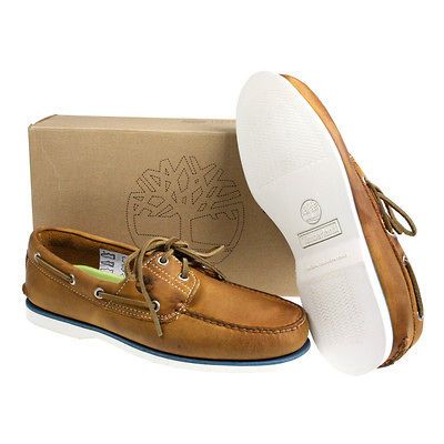 MENS TIMBERLAND CLASSIC LEATHER 2 EYE 71515 WHEAT BOAT SHOES SIZE 7,8