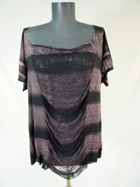 RACQUEL ALLEGRA BLACK & LAVENDER TOP SHIRT S