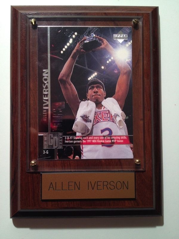 ALLEN IVERSON   1997 98 Game Dated Upper Deck #93   Wooden Plaque