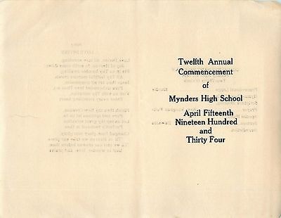 1934 PROGRAM MYNDERS HIGH SCHOOL MAURY COUNTY TENNESSEE COLUMBIA