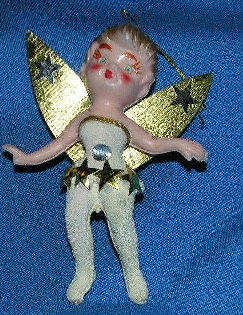 SOOOO CUTE VTG 1960S BLOWN MOLD SOFT PLASTIC 4 XMAS FAIRY / PIXIE