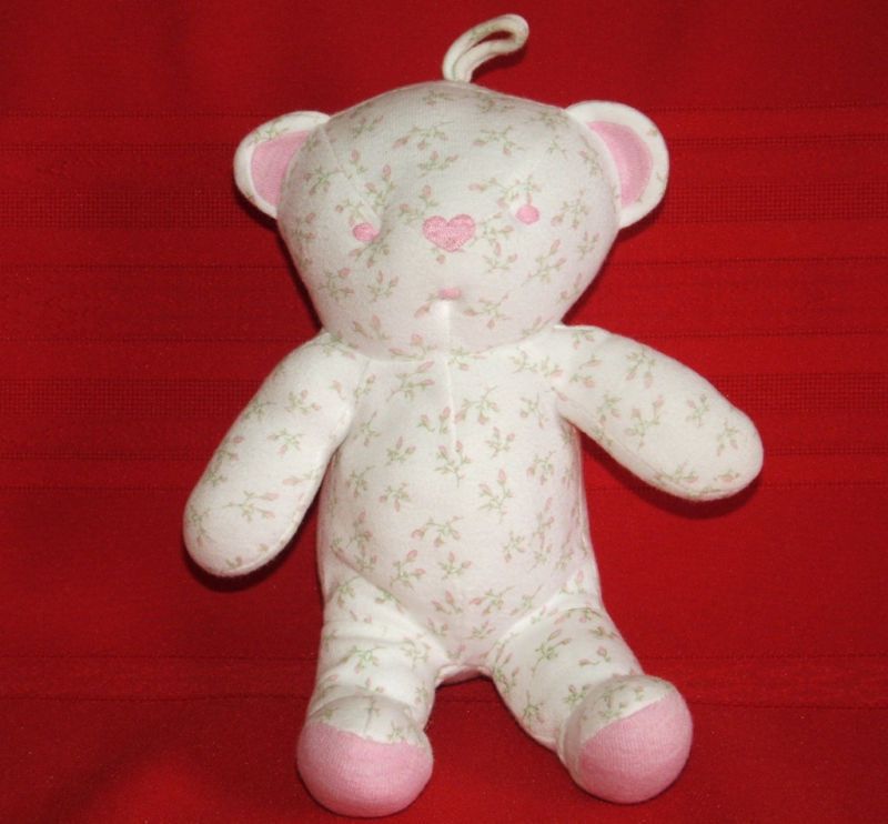 Amy Coe PINK WHITE ROSEBUD BEAR Plush Rose Buds Flowers