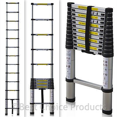 . 12.5Ft Aluminum Telescopic Telescoping Ladder Extension Extend Loft