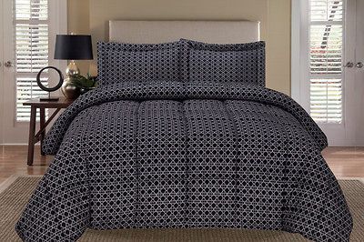 Plaid Black Down Alternative Comforter Set Twin