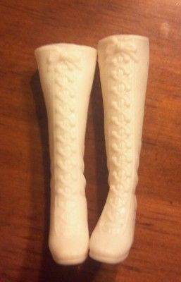 Vintage 1970 White Squishy Rubber lace up Barbie Boots