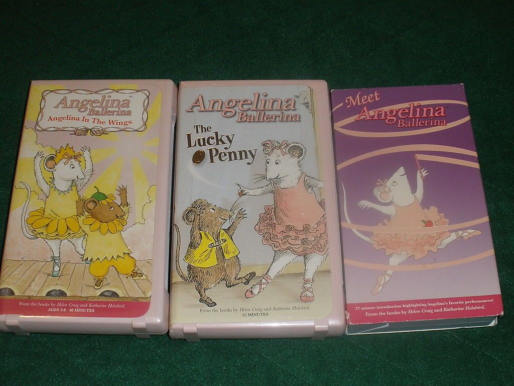 Lot of 3~Angelina Ballerina VHS Videos~Meet Angelina