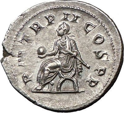 PHILIP I the ARAB seated 245AD Rare Authentic Ancient Silver Roman