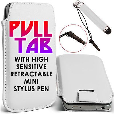 WHITE SLIDE IN PULL TAB CASE MINI RETRACTABLE STYLUS PEN 4 SAMSUNG