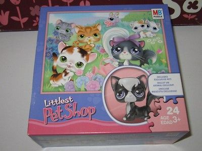 Littlest Pet Shop Puzzle w/ NO # Black & White Long Hair Angora Cat