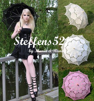 pick Battenburg lace parasol umbrella hand fan beauty cosplay