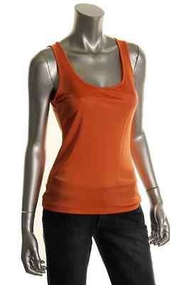 Anne Klein NEW Orange Stretch Scoop Neck Sleeveless Tank Top Shirt S