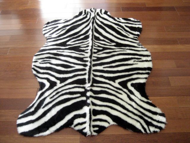 FAUX FUR ZEBRA SKIN PELT HIDE RUG 3X5 NEW