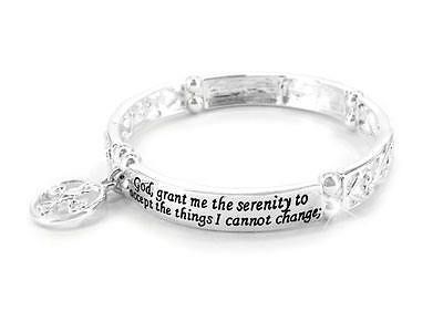 SERENITY PRAYER HEART CROSS AA AL ANON RECOVERY FASHION JEWELRY