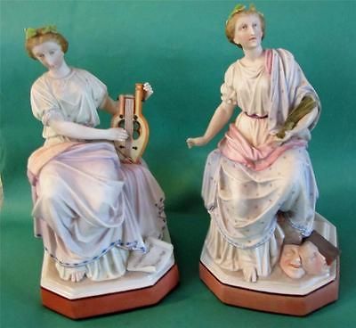 PAIR ANTIQUE CAPODIMONTE NAPLES ITALIAN PORCELAIN BISQUE FIGURINES