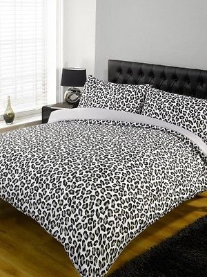 NEW LEOPARD GREY HALF SET BEDDING KING DUVET COVER GIFT