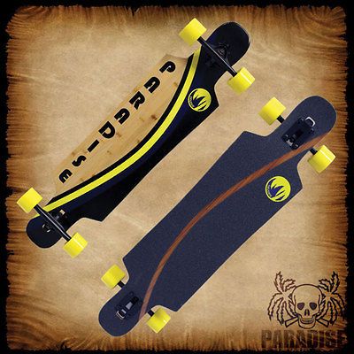 DROP THRU KICK Bamboo V_Lam Carbon Fiberglass Longboard ARC STRIPE